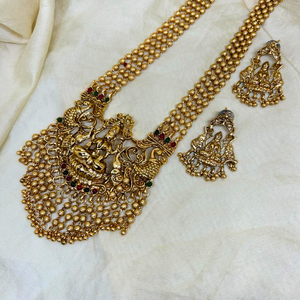 Long Beaded Chain laxmi Pendant Premium Quality Necklace set