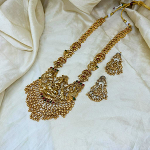 Premium Quality Long Beaded Chain Laxmi Pendant Jewelry Set