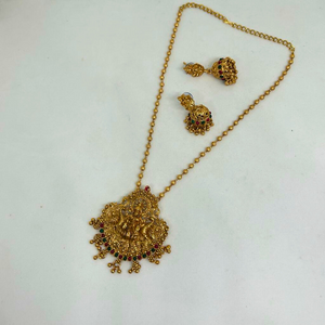 Premium Quality Gold Plated Long Chain laxmi Pendant Necklace