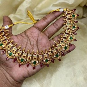 Gold-Plated Matte Finish Traditional Choker Necklace set