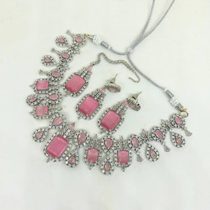 CZ Diamonds Silver Necklace Earrings Set Bridal