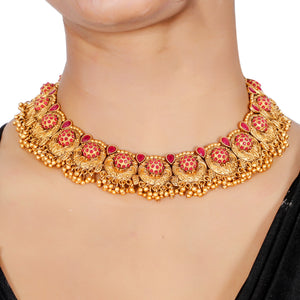 Antique Jewellery Gold Plated Necklace Set With Earrings