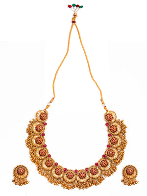 Antique Jewellery Gold Plated Necklace Set With Earrings