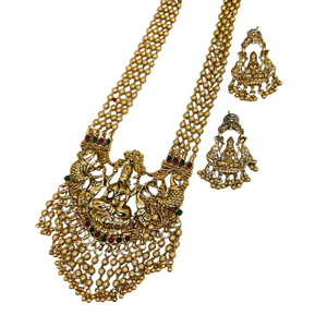 Long Beaded Chain laxmi Pendant Premium Quality Necklace set