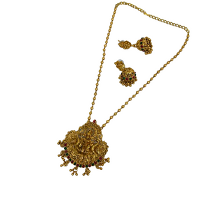 Premium Quality Gold Plated Long Chain laxmi Pendant Necklace