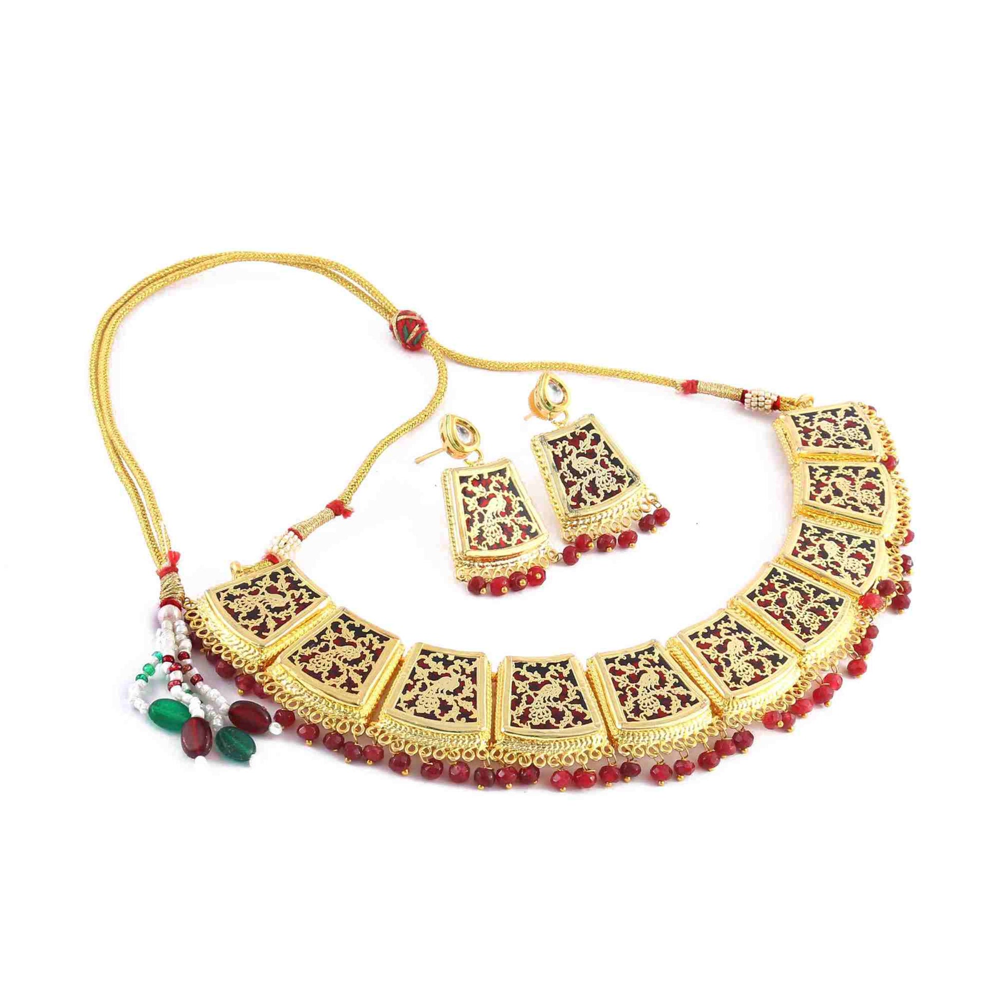 Thewa Short Choker Necklace with Earrings