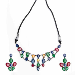 Indian Gemstones necklaces Set with earrings