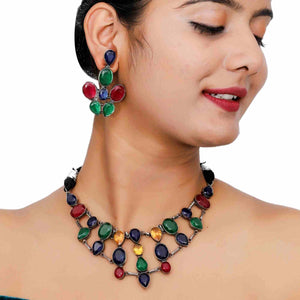 Indian Gemstones necklaces Set with earrings