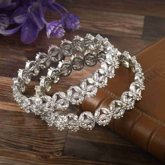 CZ Bangles for Women and Girls (Silver)