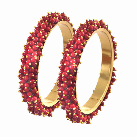 Bead Bangles Set of 2 (Red)
