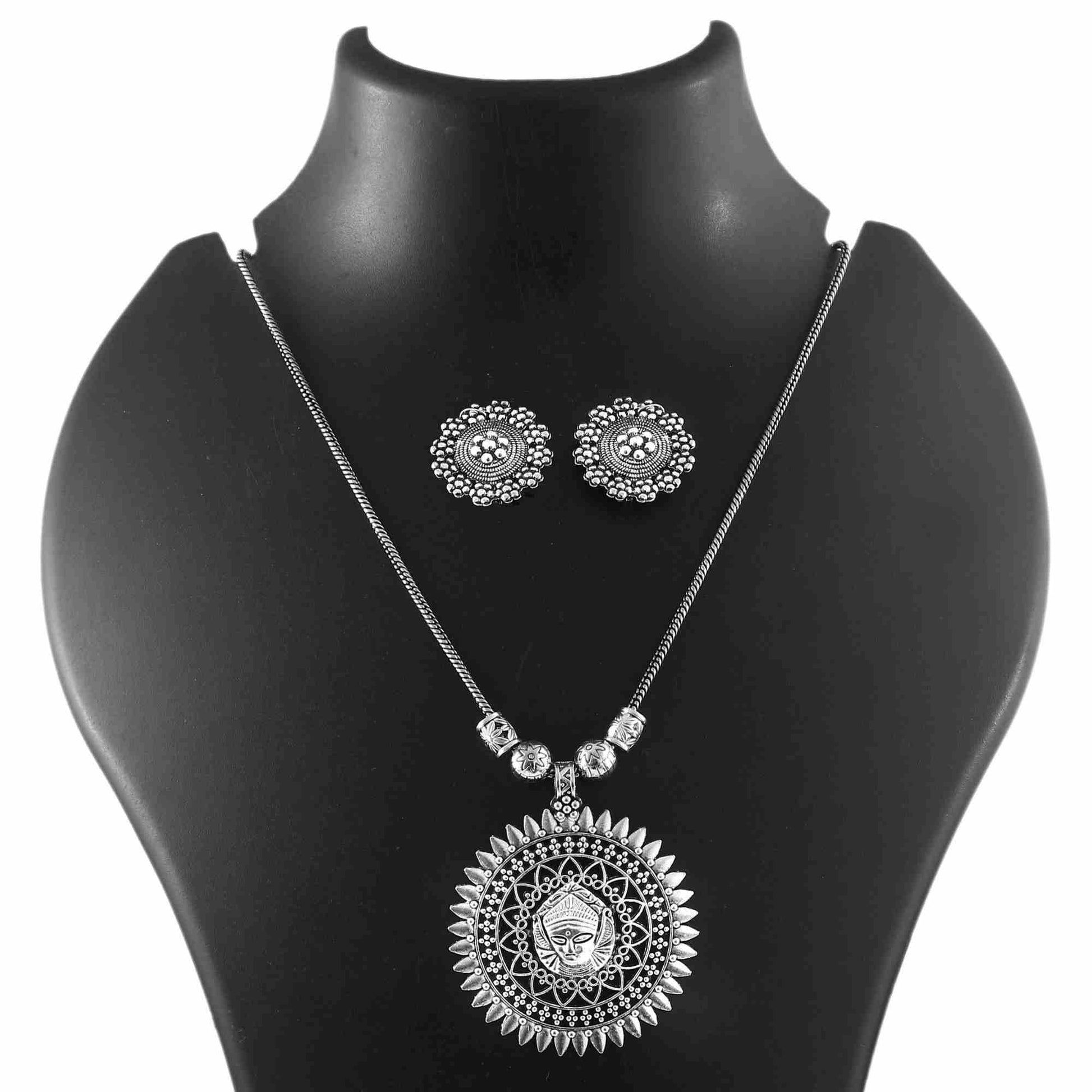 Indian Women Oxidized Pendant Necklace Jewelry Silver Oxidised Necklaces Chain