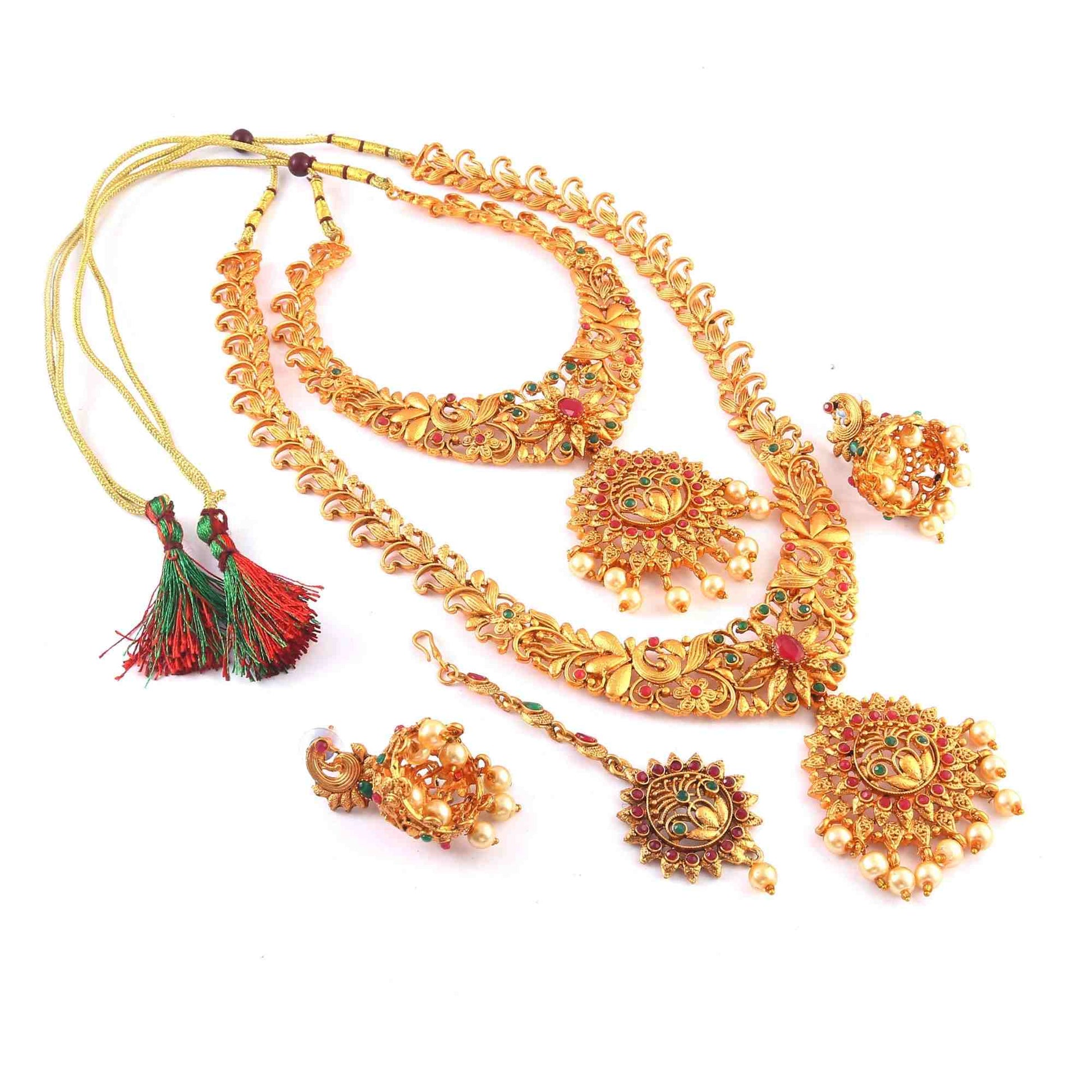 Beautiful Matte Golden Temple Jewellery Set Bridal jewelry