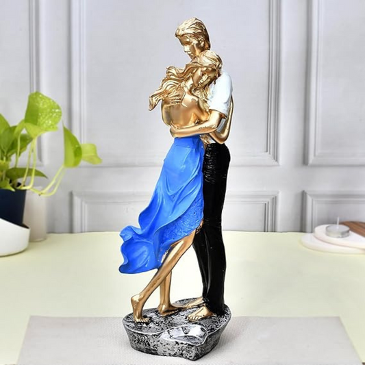 Romantic Blue Love Couple Statue Figurine – Elegant Home Decor Showpiece for Living Room