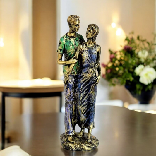 Handcrafted Romantic Couple Showpiece – Multicolor Polyresin Decor for Special Occasions