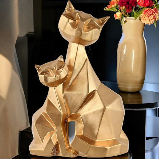 Handcrafted Cat Family Decorative Sculpture – Charming Home Décor for Living Room, Office & Gift Ideas